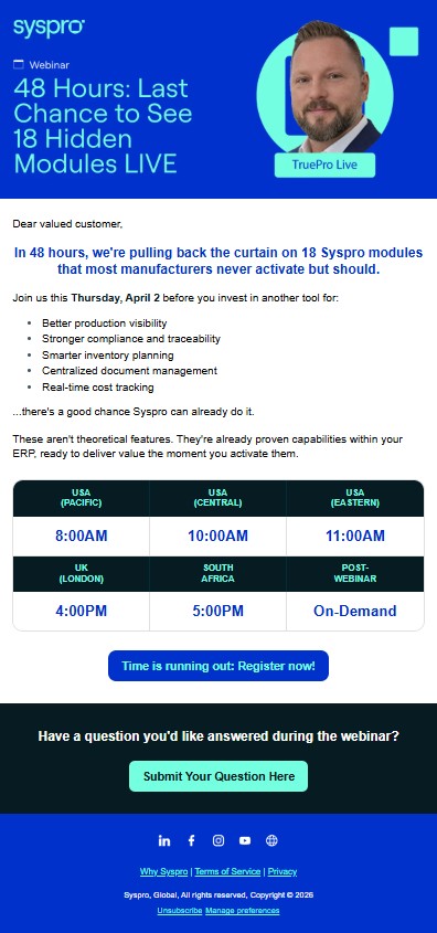 48-hour reminder email